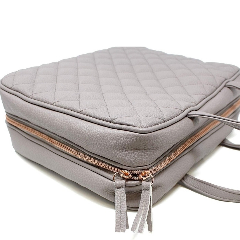 Ms lovely Vegan Leather Toiletry Travel Bag  Large Cosmetic  Grey NEW - Picture 5 of 8